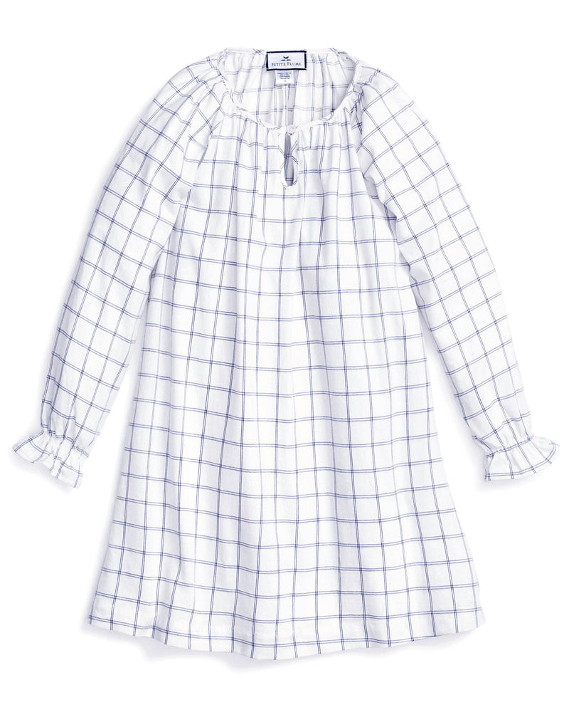 Girl's Twill Delphine Nightgown in Nantucket Tattersall