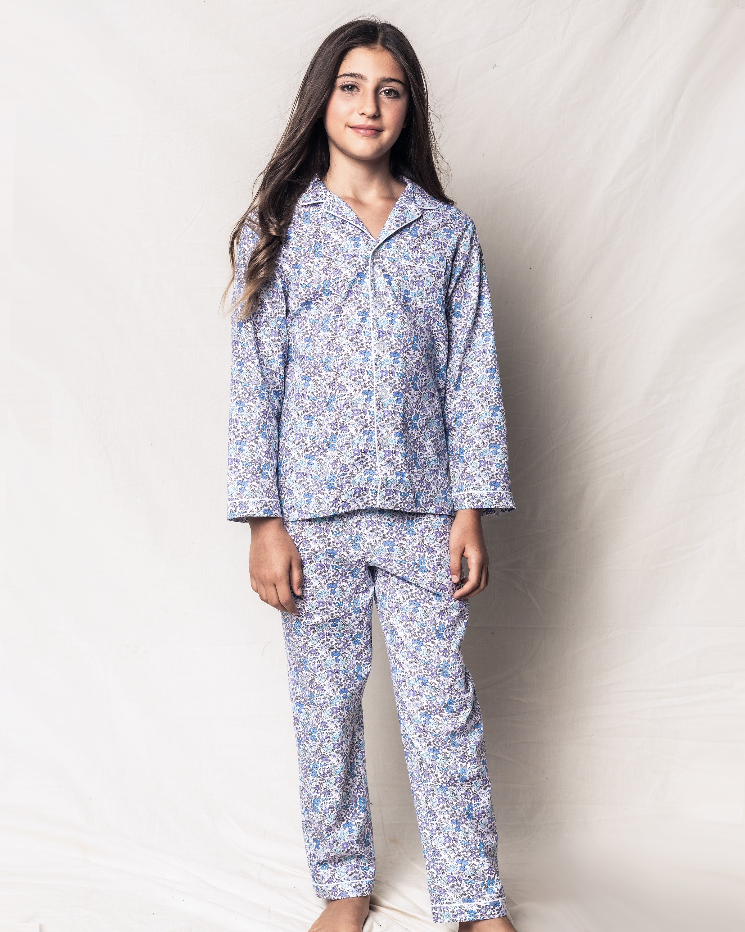 Kid's Twill Pajama Set in Fleur D'Azur