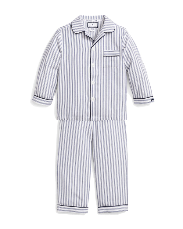 Kid's Twill Pajama Set in Navy French Ticking