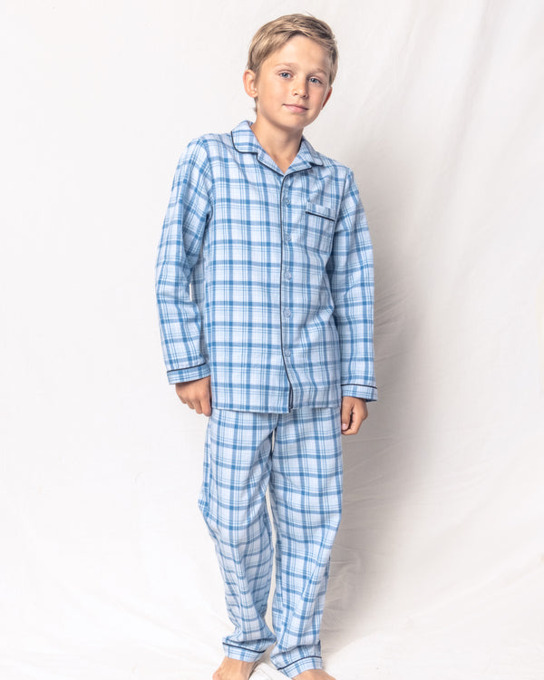 Kid's Twill Pajama Set in Seafarer Tartan