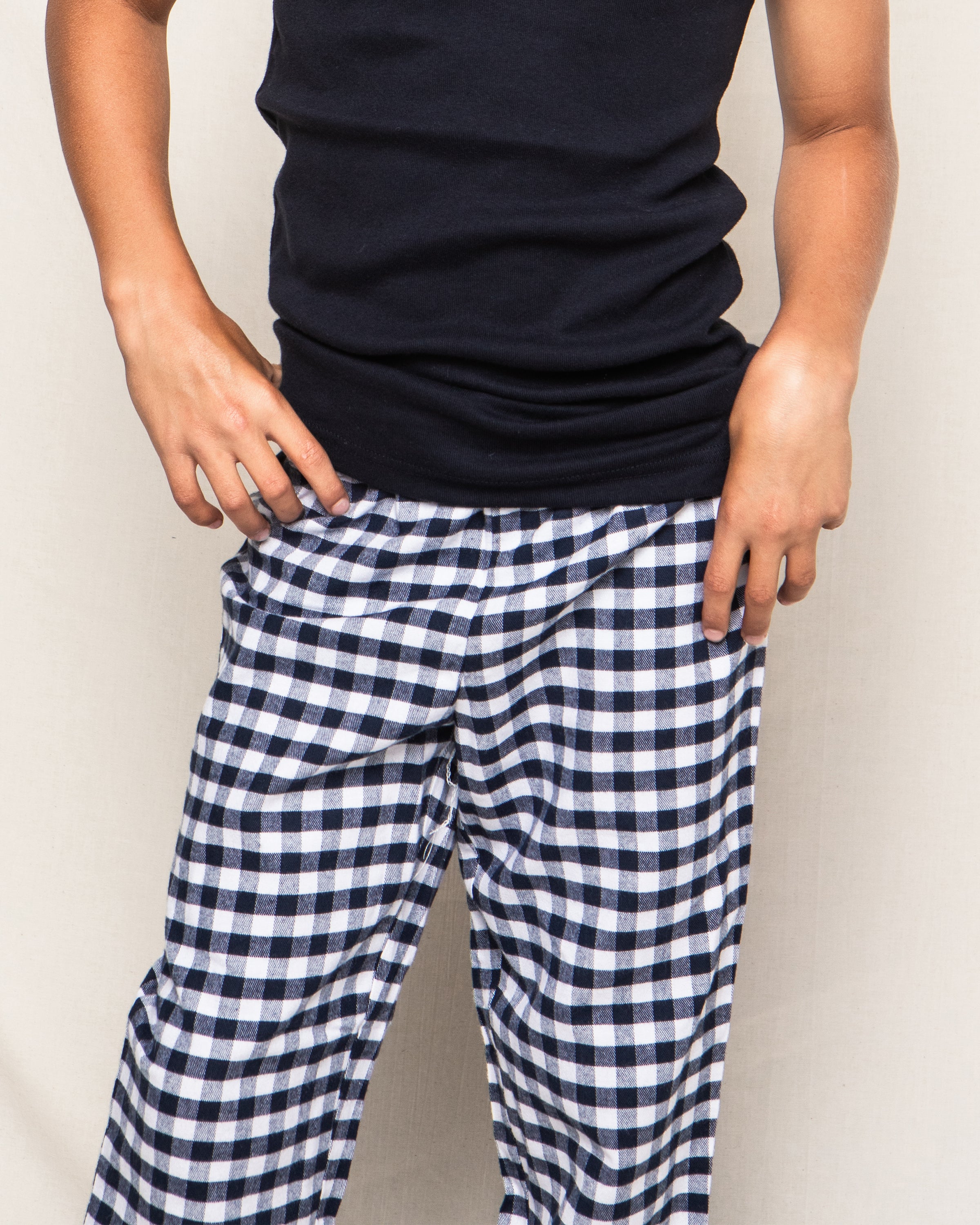 Petite Plume Navy Gingham Twill Pajama Set