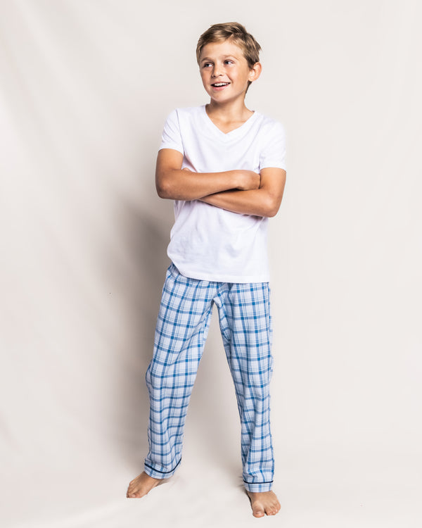 Kid's Twill Pajama Pants in Seafarer Tartan