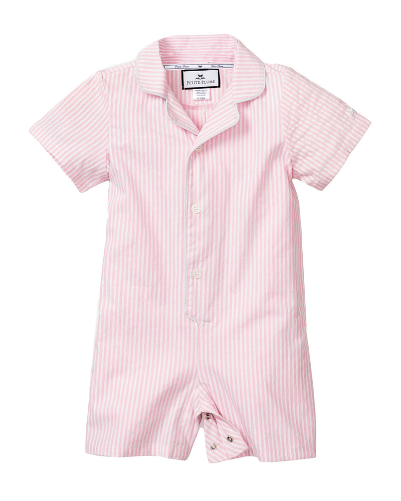Pink Seersucker Summer Romper