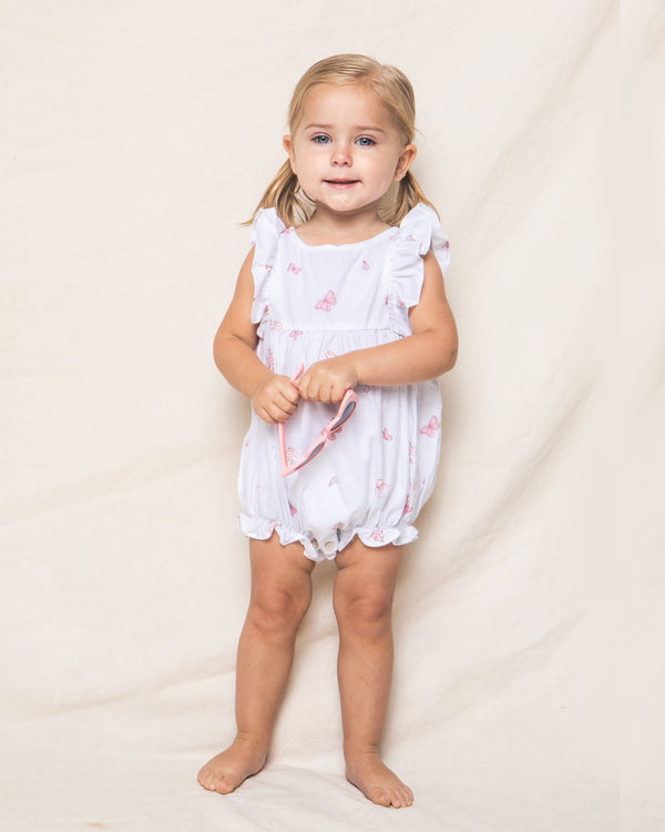 Baby's Twill Ruffled Romper in Butterflies