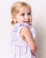 Lavender French Ticking Ruffled Romper