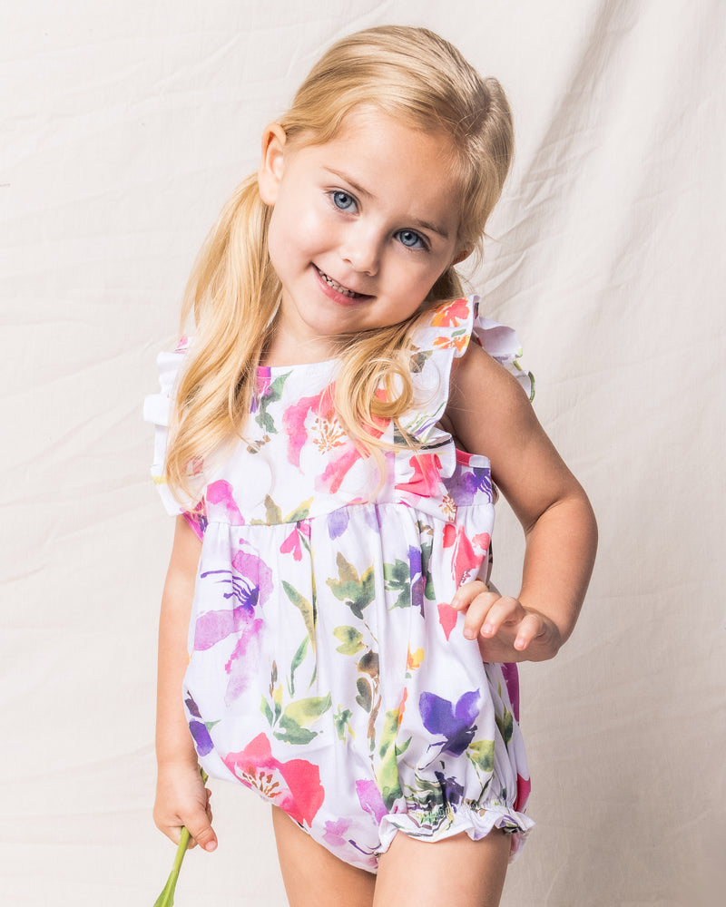 Baby's Twill Ruffled Romper in Gardens of Giverny