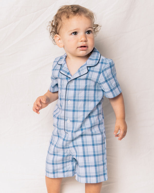 Baby's Twill Summer Romper in Seafarer Tartan