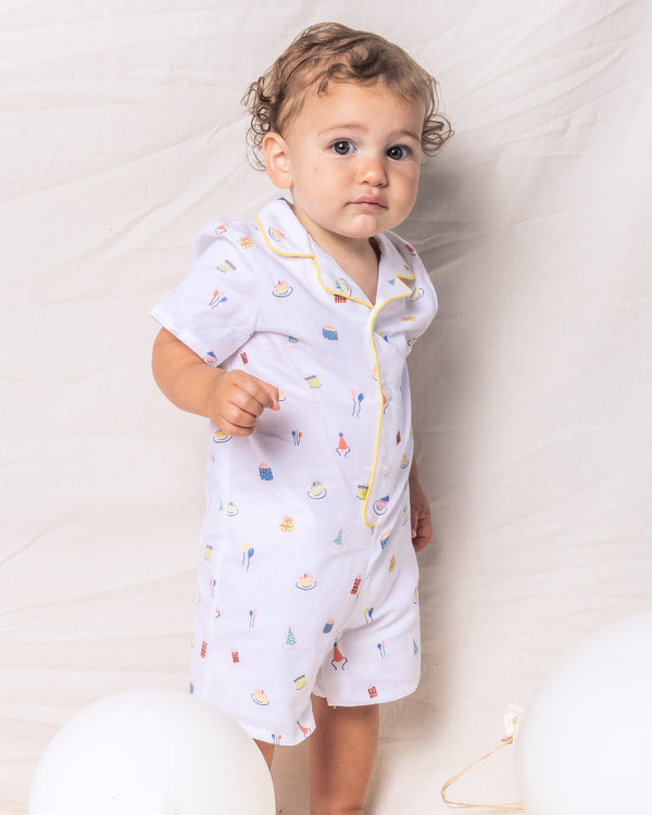 Baby's Twill Summer Romper in Birthday Wishes