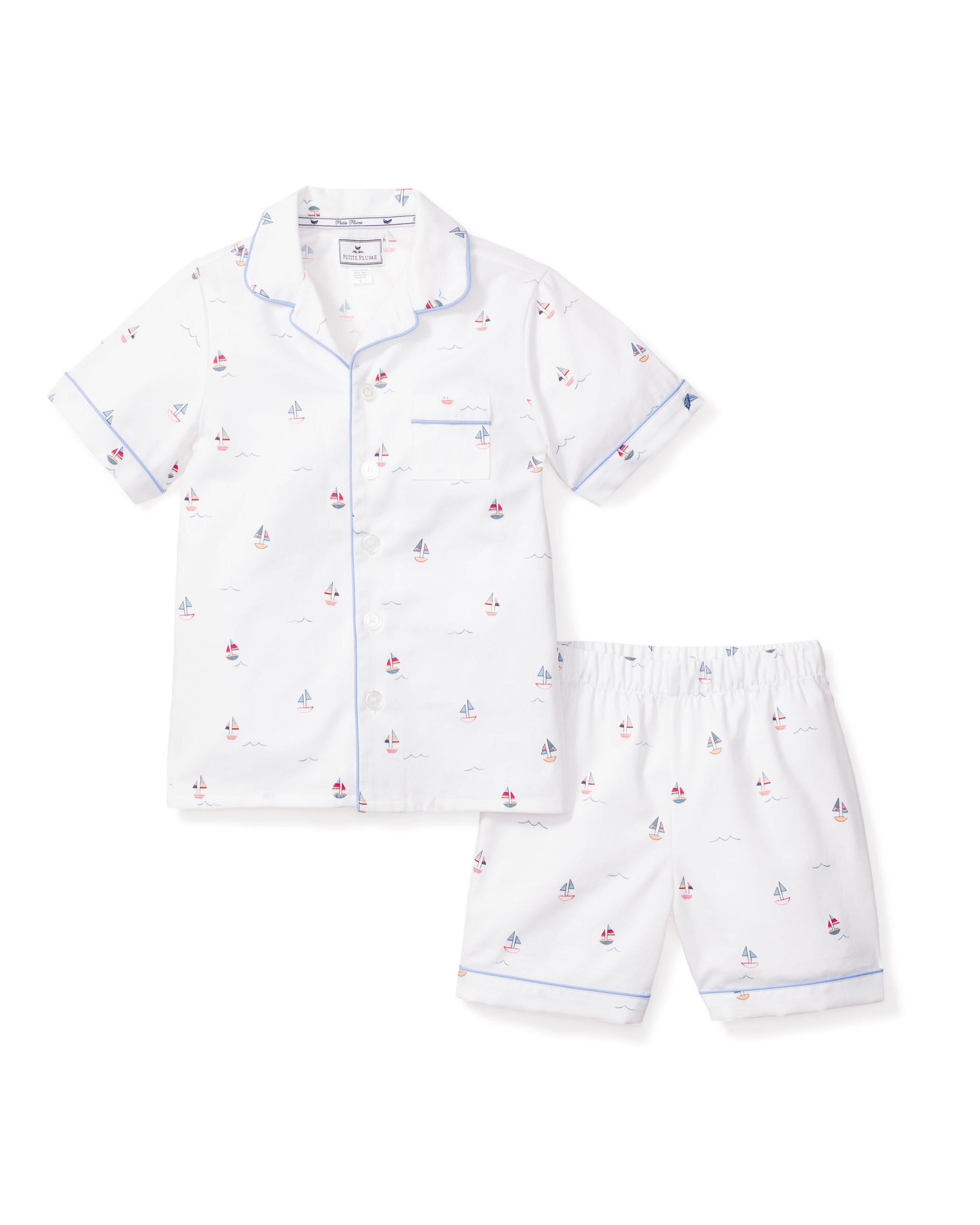 Kid's Twill Pajama Short Set in Bateau
