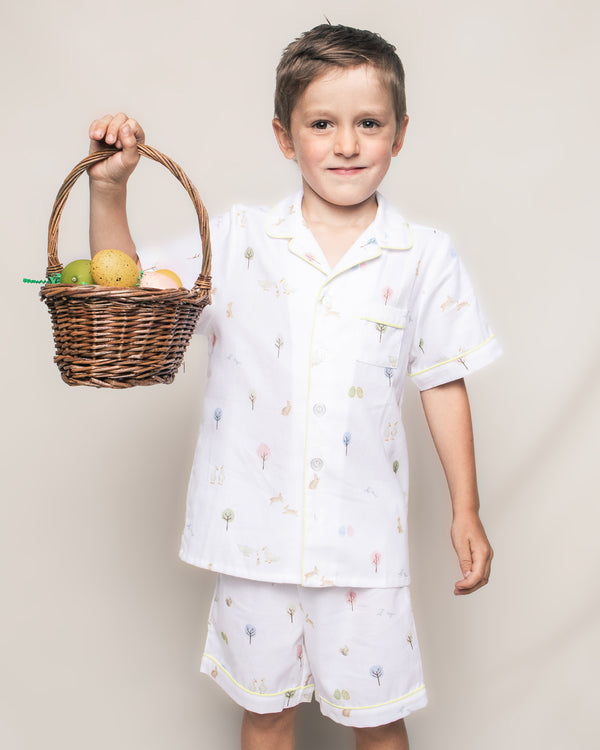 Kid's Twill Pajama Short Set in Easter Gardens