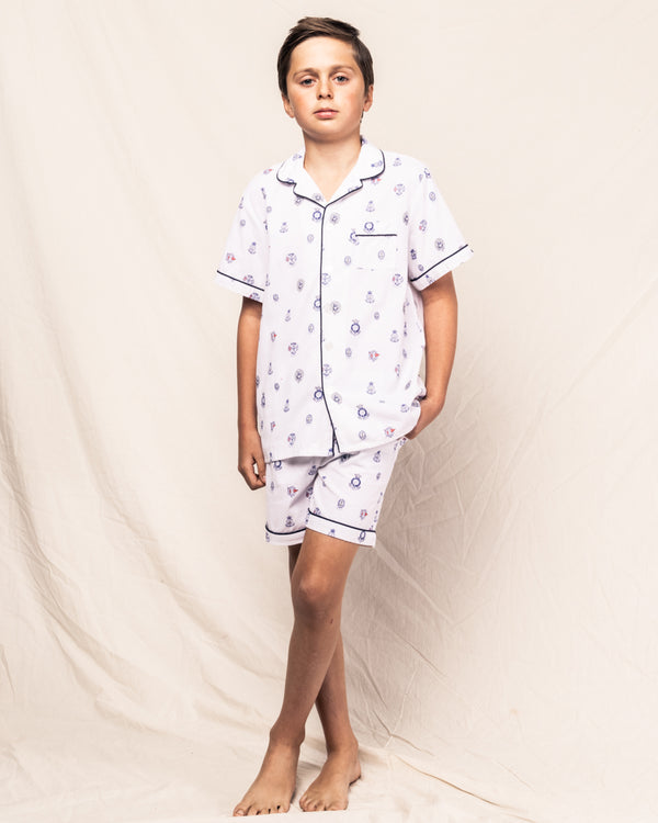 Kid's Twill Pajama Short Set in Regal Crests