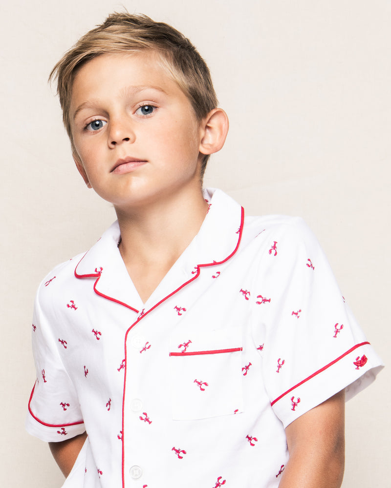 Kid's Twill Pajama Short Set in Brixham Lobsters