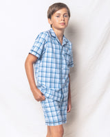 Kid's Twill Pajama Short Set in Seafarer Tartan