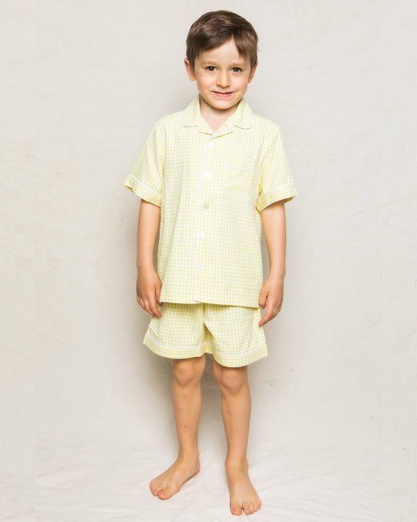 Children's Yellow Gingham Classic Short Set