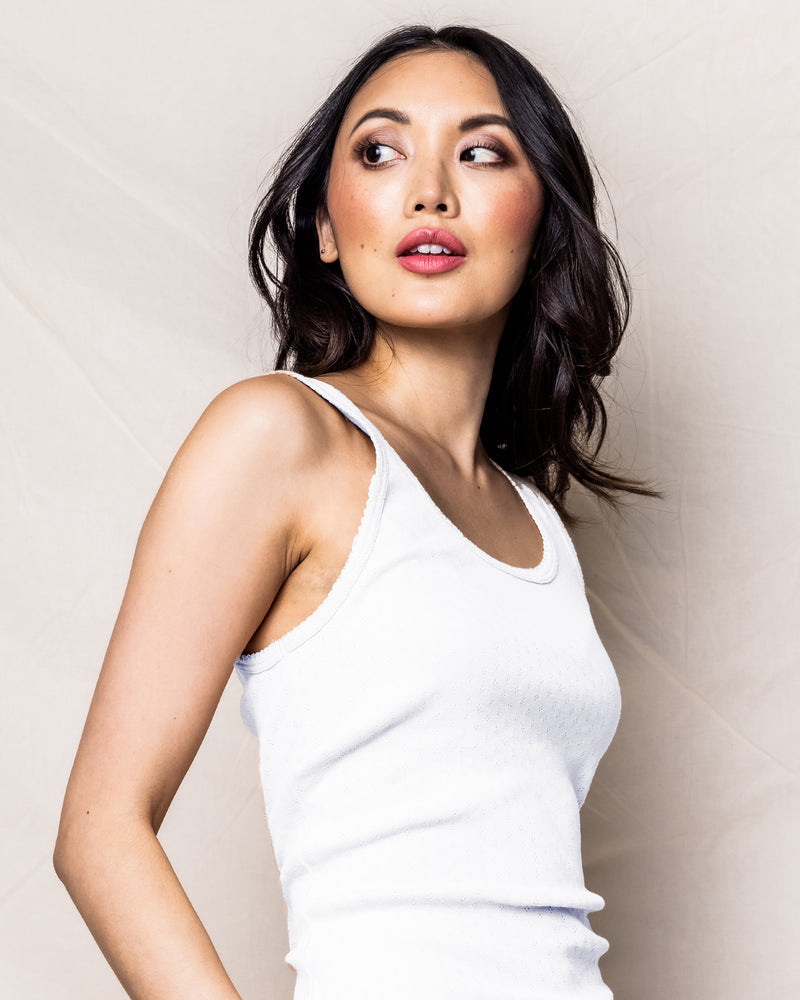 White Sleeveless Pointelle Top