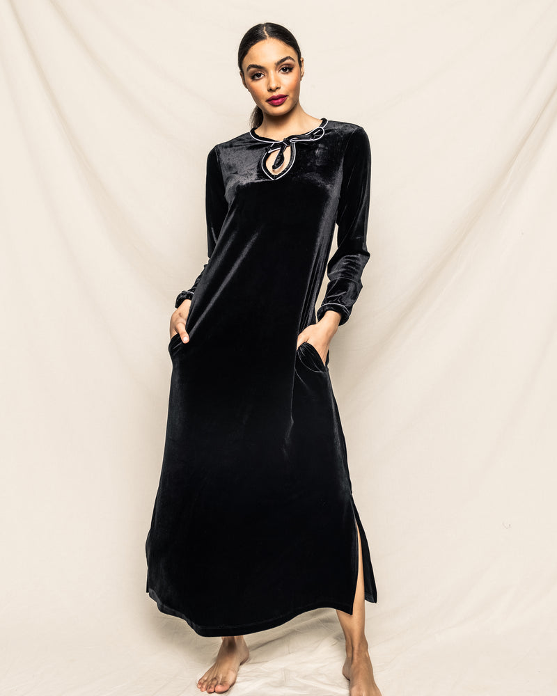 Women's Velour Harlow Nightgown in Black