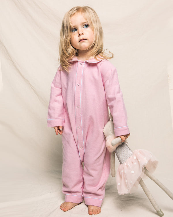 Baby's Flannel Cambridge Romper in Pink