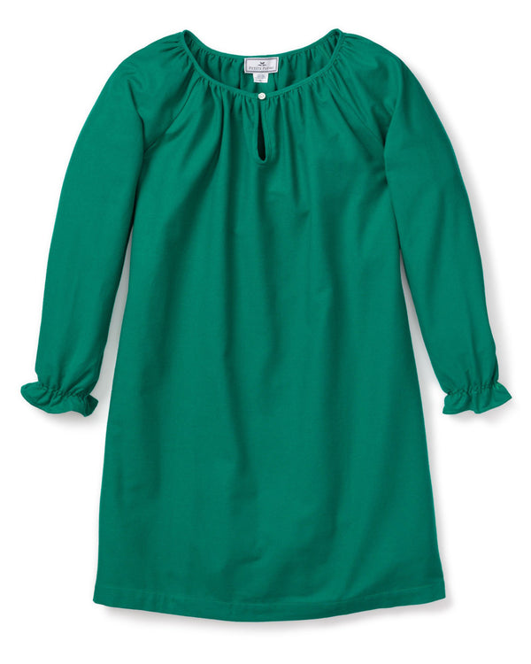 Girl's Flannel Delphine Nightgown in Green