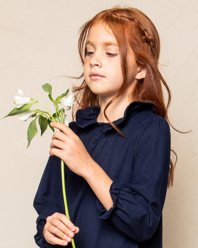 Children's Navy Flannel Victoria Nightgown
