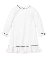 Children's White Sophia Nightgown with Navy Piping