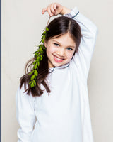 Children's White Sophia Nightgown with Navy Piping