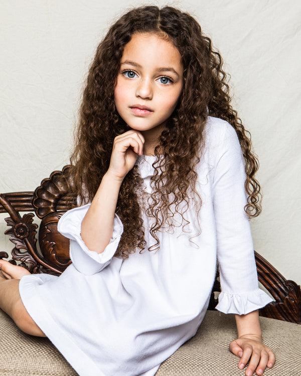Children's White Scarlett Elegant Flannel Nightgown