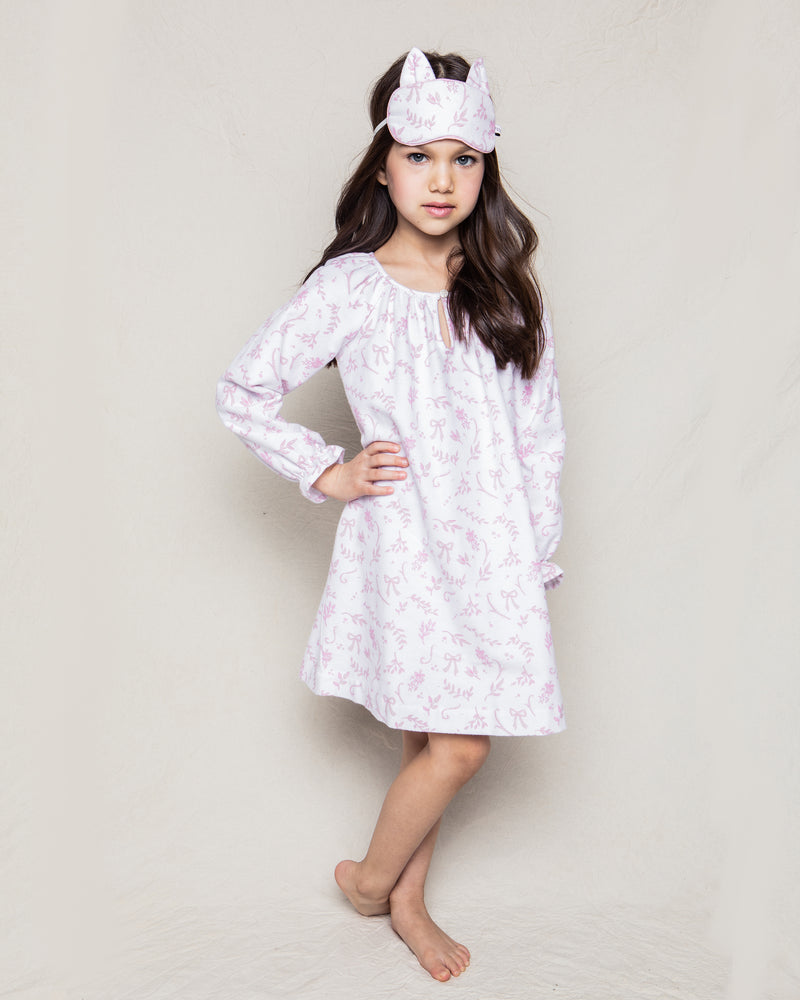 Girl's Flannel Delphine Nightgown in Blush Bouquet