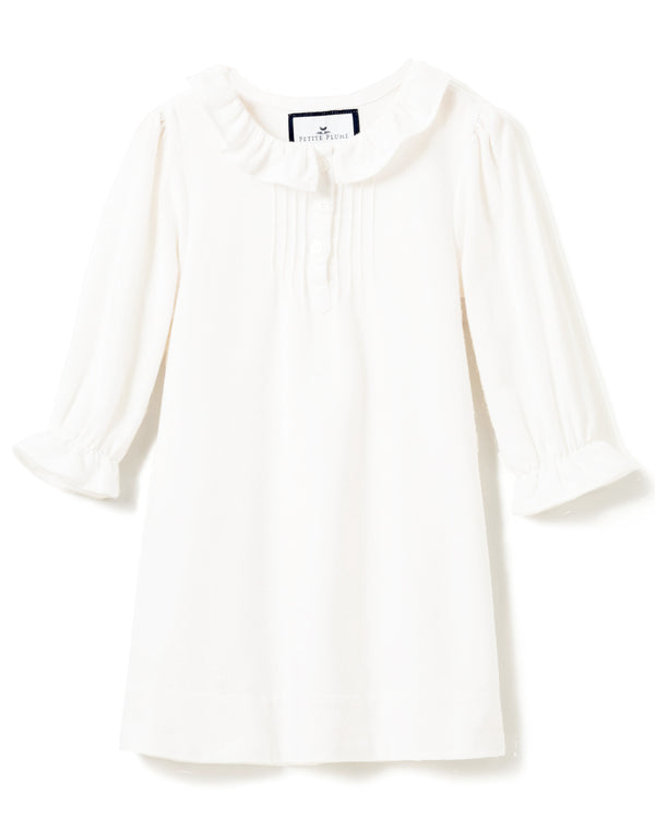 Girl's Flannel Victoria Nightgown in White