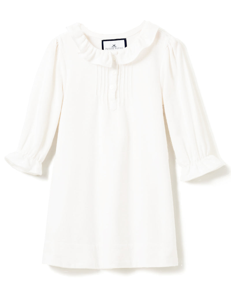Girl's Flannel Victoria Nightgown in White