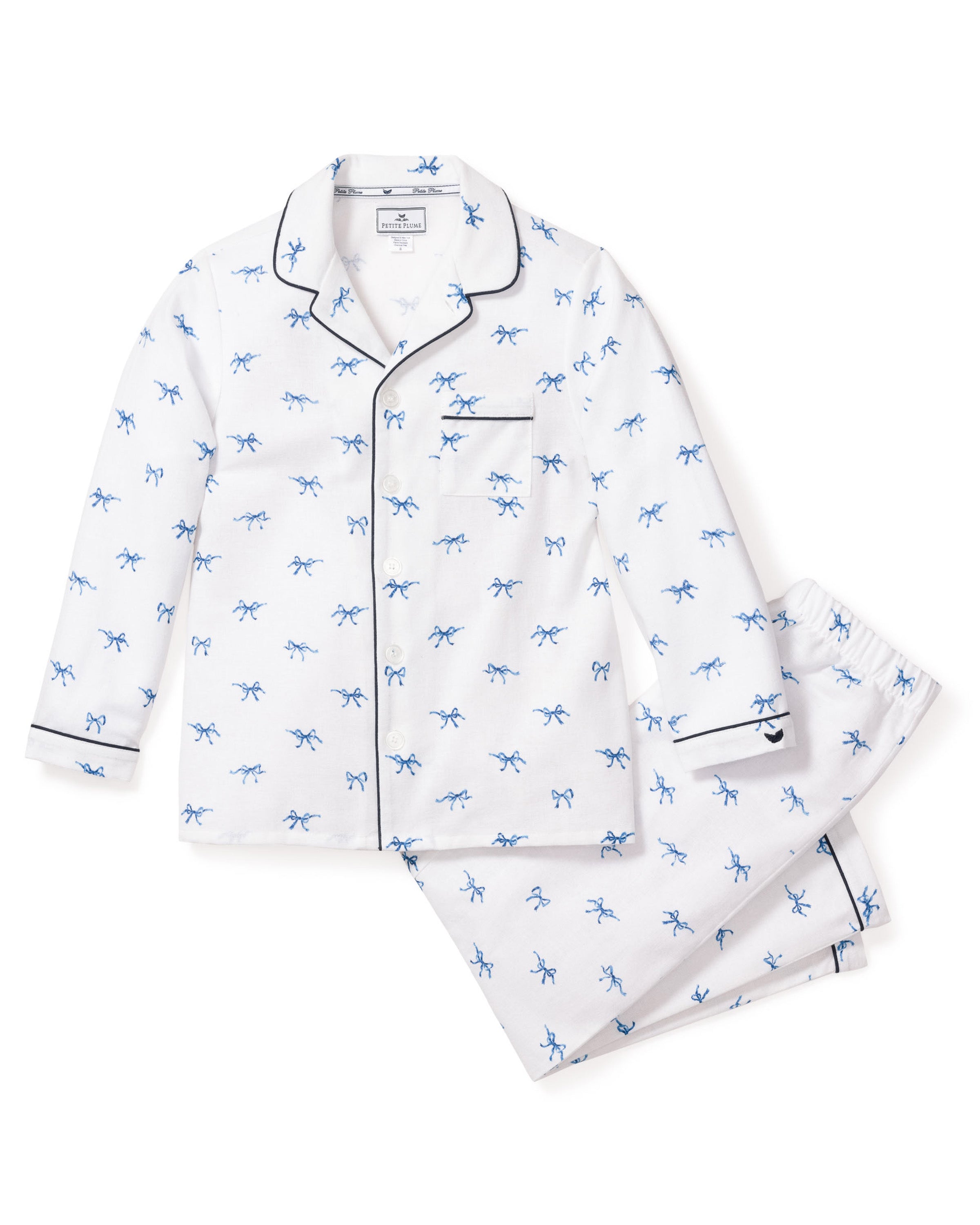 Kid's Flannel Pajama Set in Fanciful Bows