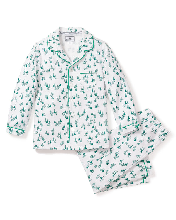 Kid's Flannel Pajama Set in Evergreen Forest