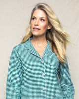 Women's Green Gingham Classic Flannel Pajamas