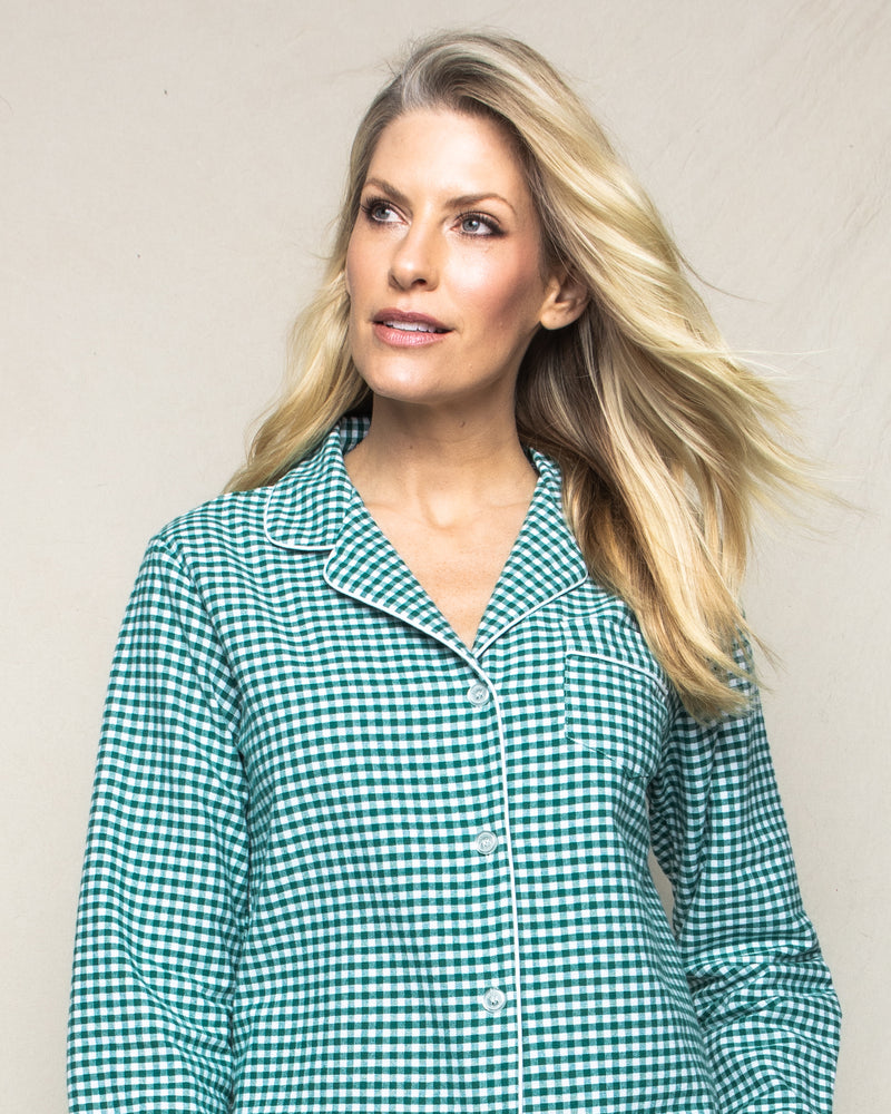 Women's Flannel Pajama Set in Navy Gingham