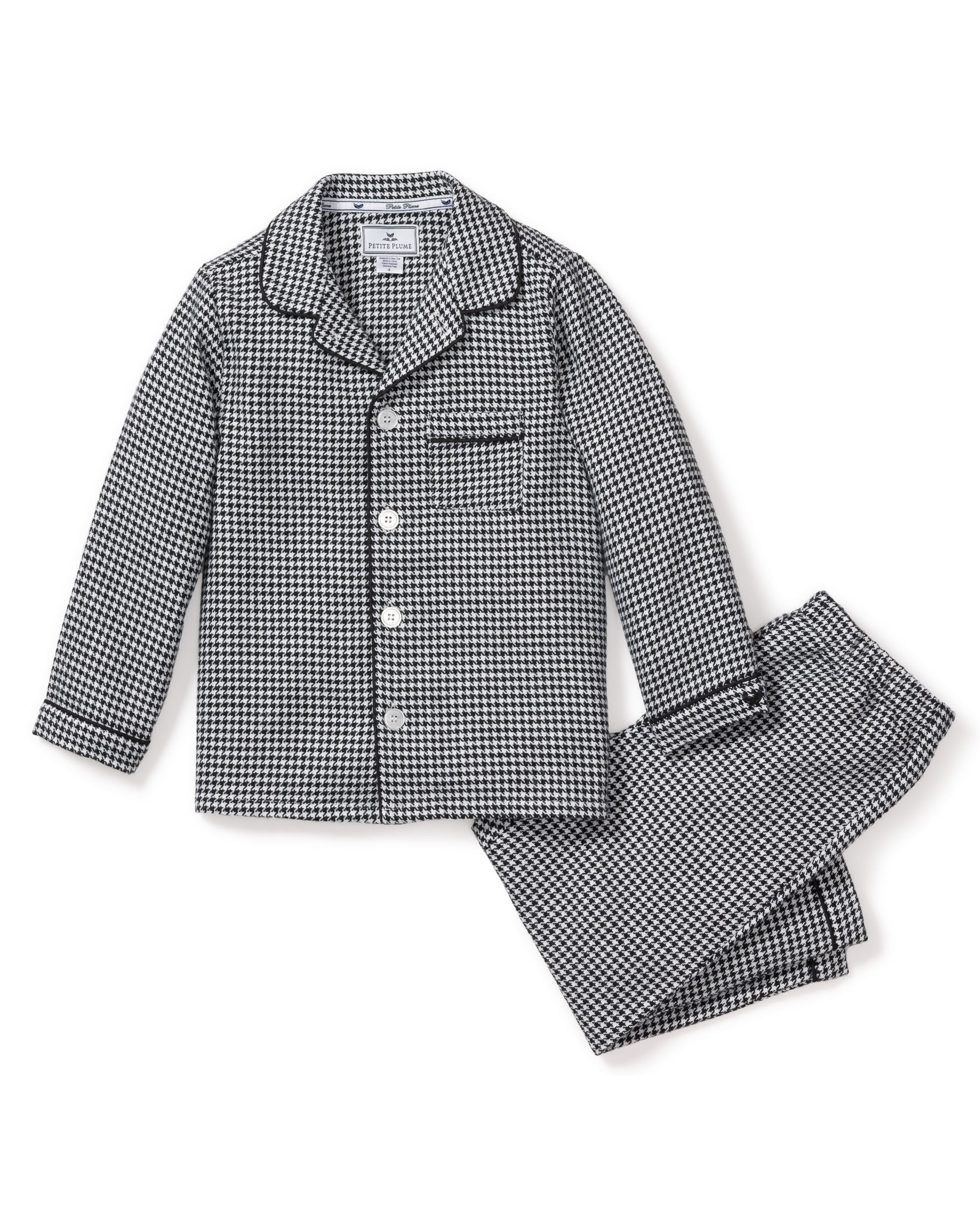 Kid's Flannel Pajama Set in West End Houndstooth