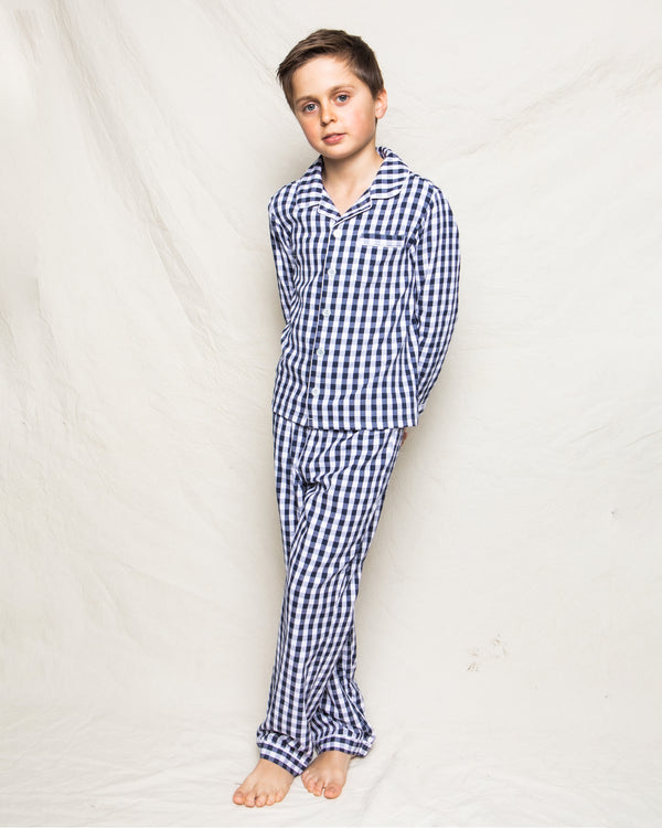 childrens pajama set, gingham kids pajama set, luxury children's 