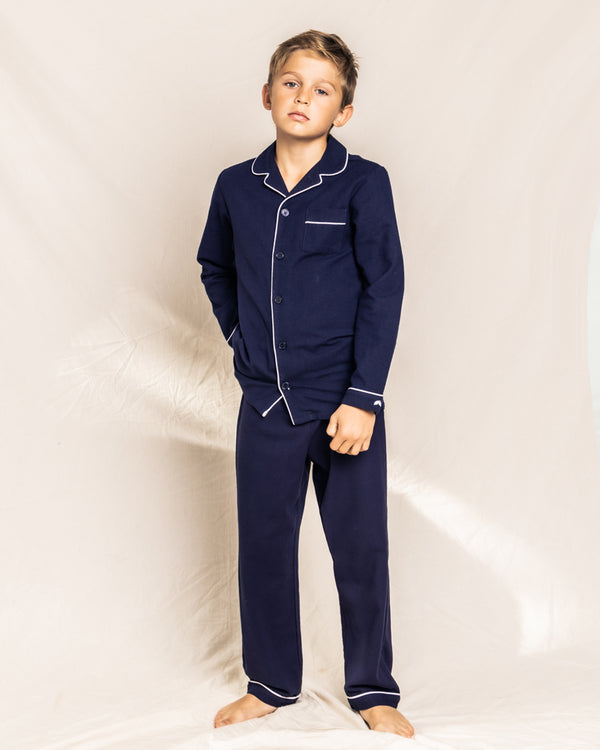 Kid's Flannel Pajama Set in Navy
