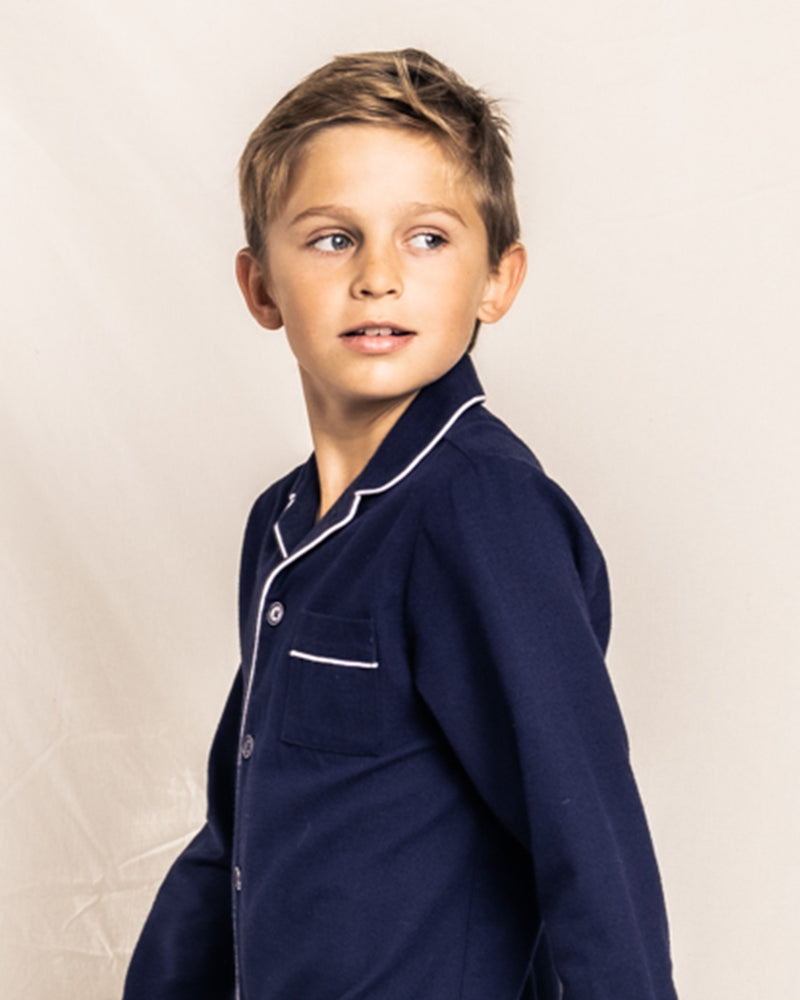 Kid's Flannel Pajama Set in Navy