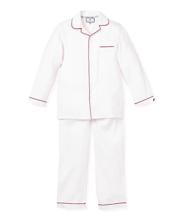 Children's  White Pajamas with Red Piping