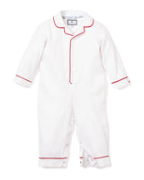 White Festive Romper with Red Piping