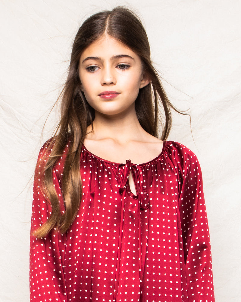 100% Mulberry Silk  Polka Dot Kids Delphine Nightgown