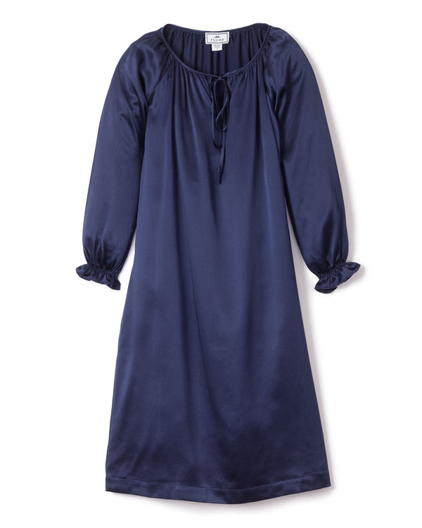 Girl's Silk Delphine Nightgown in Navy
