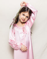 100% Mulberry Pink Silk Kids Delphine Nightgown