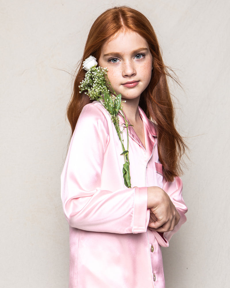 100% Mulberry Pink Silk Luxe Kids Pajama