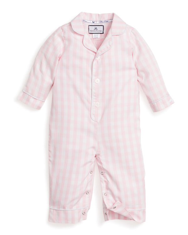 Baby's Twill Romper in Pink Gingham