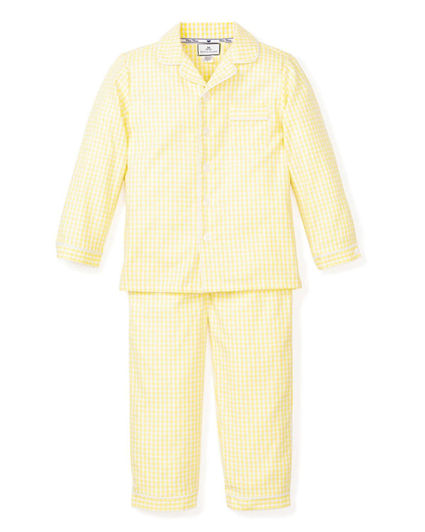 Kid's Twill Pajama Set in Yellow Gingham