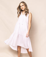 Luxe Pima Cotton White Tiered Lounge Dress