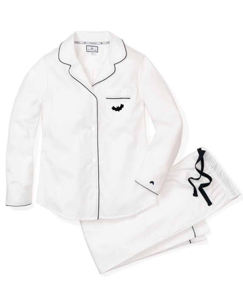 Halloween Limited Edition - Women's White Pajama Sets with Bat Embroidery